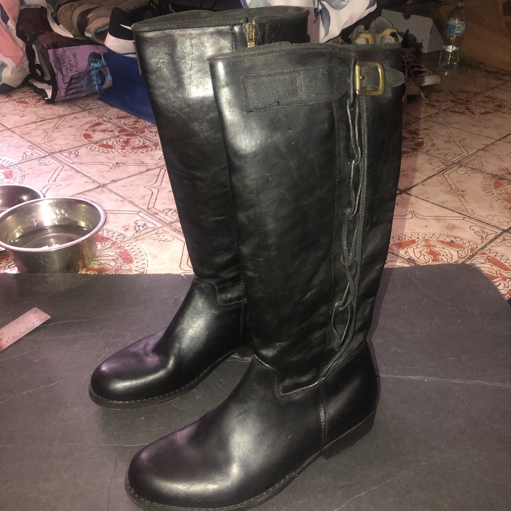 Giorgio Brato Black Leather Side Zip Boots Women's 37 EU